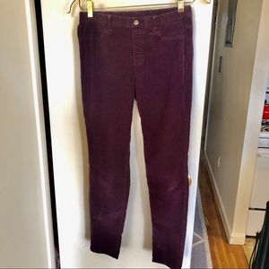 Burgundy corduroy stretch skinny pants